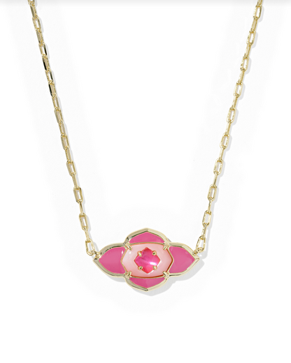 Kendra Scott Abbie Medallion Gold Hot Pink Mix Short Pendant Necklace