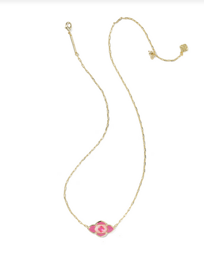 Kendra Scott Abbie Medallion Gold Hot Pink Mix Short Pendant Necklace
