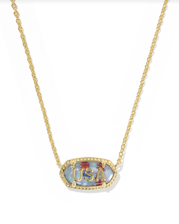 Kendra Scott Elisa USA Gold Short Pendant Necklace