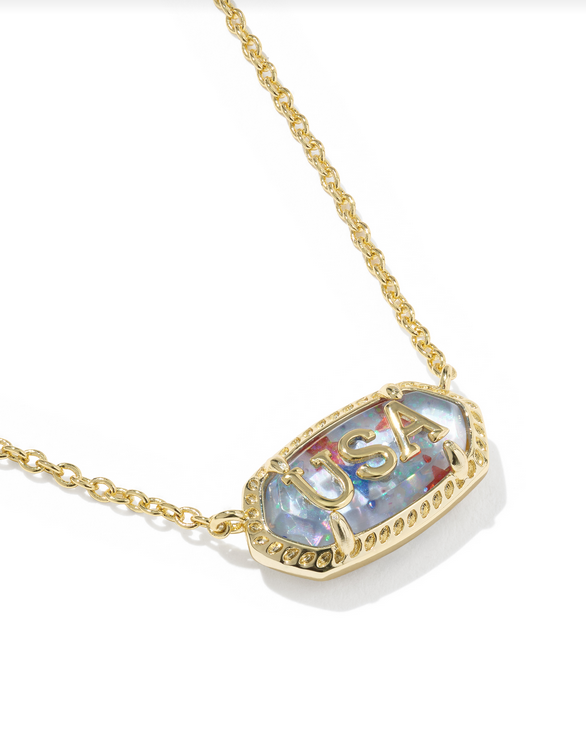 Kendra Scott Elisa USA Gold Short Pendant Necklace