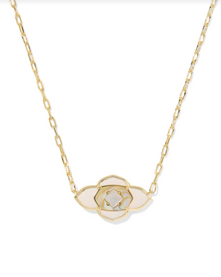 KENDRA SCOTT ABBIE MEDALLION GOLD NEUTRAL MIX SHORT PENDANT NECKLACE