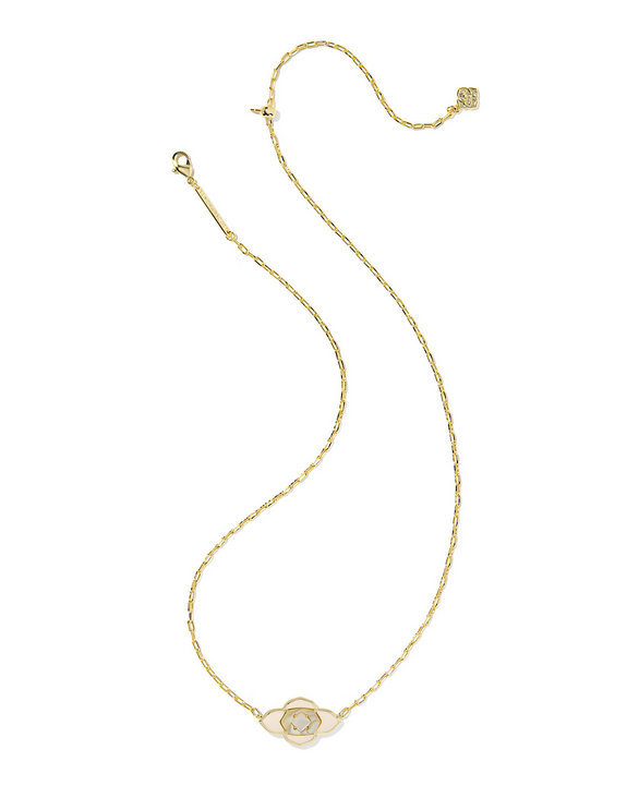 KENDRA SCOTT ABBIE MEDALLION GOLD NEUTRAL MIX SHORT PENDANT NECKLACE