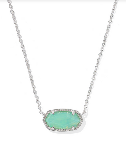 KENDRA SCOTT ELISA SILVER MINT IRIDESCENT ABALONE PENDANT NECKLACE