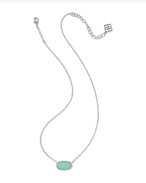 KENDRA SCOTT ELISA SILVER MINT IRIDESCENT ABALONE PENDANT NECKLACE