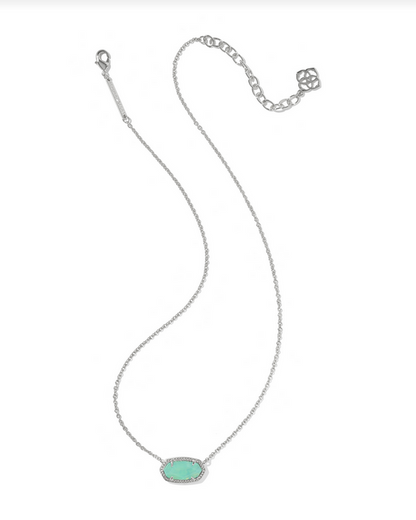 KENDRA SCOTT ELISA SILVER MINT IRIDESCENT ABALONE PENDANT NECKLACE
