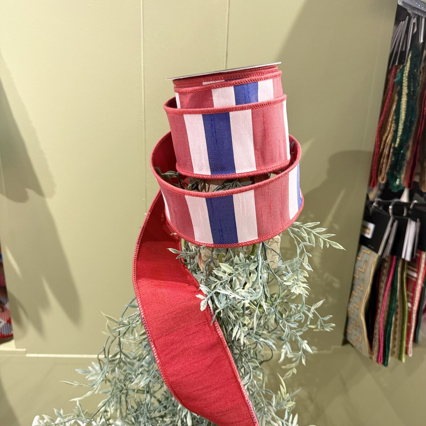 JME Ribbon 2.5"x10yd Red, White & Blue Dupion