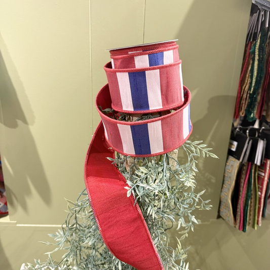 JME Ribbon 2.5"x10yd Red, White & Blue Dupion
