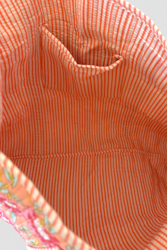 Golden Hour Pink Floral Tote Bag