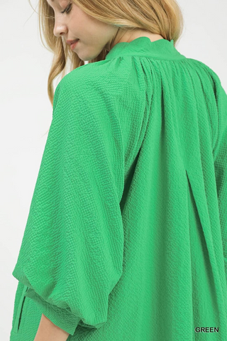 Green Textured Scallop Trim + Dress
