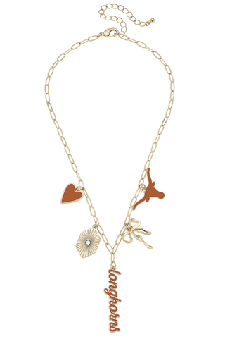 Texas Longhorns Paper Clip Charm Collector Necklace in Shiny Gold