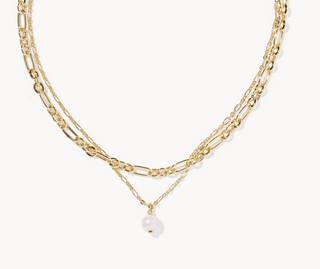Kendra Scott Ashton Multi Strand Gold Necklace Freshwater Pearl