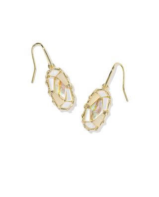 Kendra Scott Dolly Patchwork Drop Earring Gold White Mix