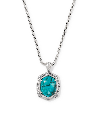 KENDRA SCOTT VINTAGE SILVER BLUE MARBLE TIGER STRIPED DAPHNE SMALL LONG PENDANT NECKLACE