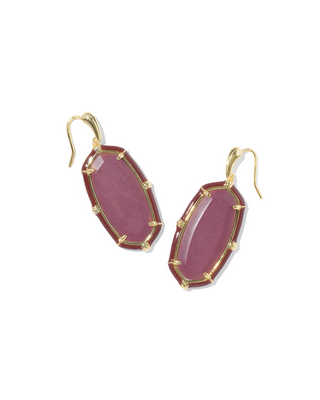 KENDRA SCOTT GOLD MAROON MAGNESITE ELLE ENAMEL DROP EARRINGS