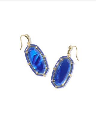 KENDRA SCOTT GOLD COBALT ILLUSION ELLE ENAMEL DROP EARRINGS