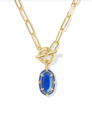 KENDRA SCOTT GOLD COBALT ILLUSION ELISA ENAMEL LINK AND CHAIN NECKLACE