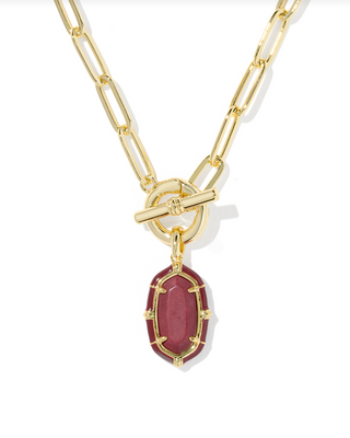 KENDRA SCOTT GOLD MAROON MAGNESITE ELISA ENAMEL LINK AND CHAIN NECKLACE