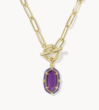 KENDRA SCOTT GOLD PURPLE MOP ELISA ENAMEL LINK AND CHAIN NECKLACE