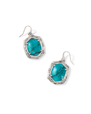 KENDRA SCOTT VINTAGE SILVER BLUE MARBLE TIGER STRIPED DAPHNE DROP EARRINGS