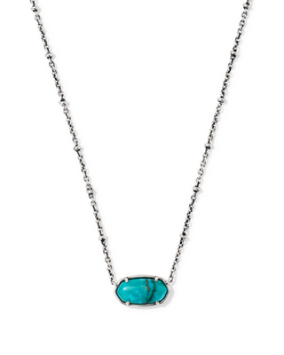 KENDRA SCOTT VINTAGE SILVER BLUE MARBLE TIGER STRIPED ELISA SHORT PENDANT NECKLACE