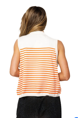 Queen of Sparkles Ivory & Orange Pumpkin Knit Tank