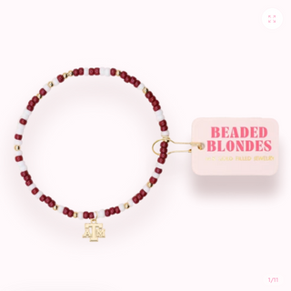 Beaded Blondes Texas A&M Logo Charm on Color Bracelet
