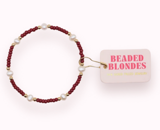 Beaded Blondes Maroon Pearl Bracelet