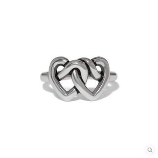 Brighton Interlok Linked Hearts Silver Ring