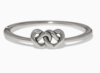 Brighton Interlok Linked Hearts Silver Hinged Bangle