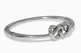 Brighton Interlok Linked Hearts Silver Hinged Bangle