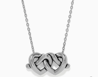 Brighton Interlok Linked Hearts Silver Necklace