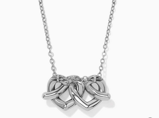 Brighton Interlok Linked Hearts Silver Necklace