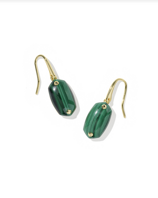 Kendra Scott Lee Riveted Drop Earrring Gold Green Malachite