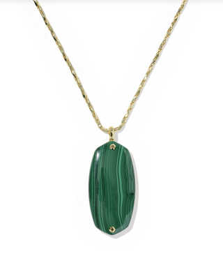 Kendra Scott Rvtd Long Pdnt Gold Green Malachite