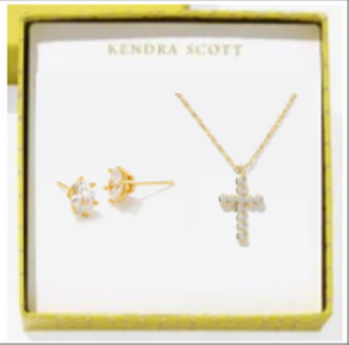 Kendra Scott Cross Cailin Crs Gift Set Gold Metal White CZ