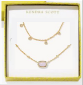 Kendra Scott Mini Elisa Amelia Nck GS Gold Pink Opalite Crystal