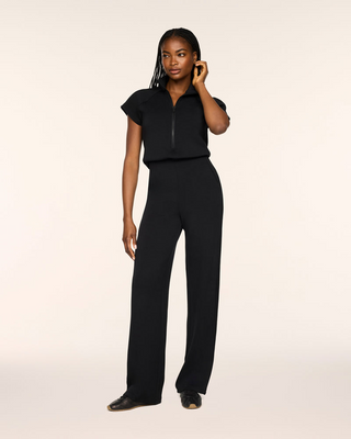 Spanx Pintuck Half Zip Jumpsuit PETITE