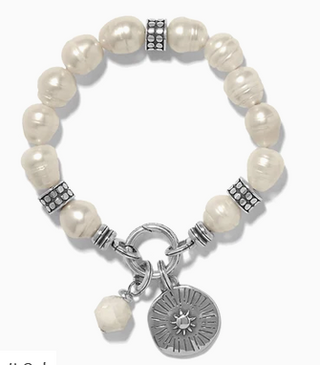 Brighton Token Pearl Charm Stretch Bracelet