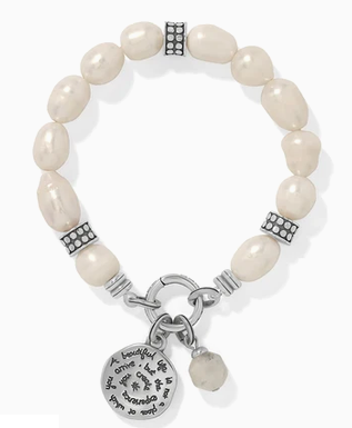 Brighton Token Pearl Charm Stretch Bracelet