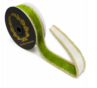 JME Ribbon 1" x10yd  Apple Metallic Dupion Tinsel Ribbon