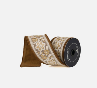 2.5 x 5yds Blossom Harvest Pecan Ribbon