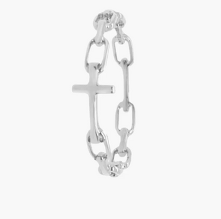 Rizen Pave Chain Breaker Ring Silver