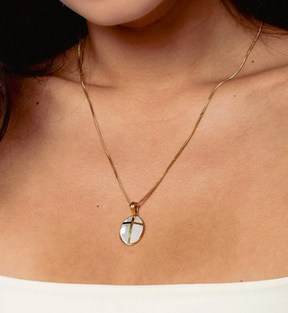 Rizen Mother Of Pearl Cross Pendant Necklace Gold