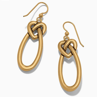 Brighton Interlok Linked Hearts French Wire Earrings Gold