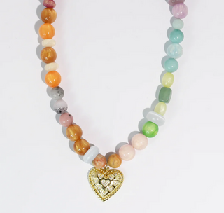Treasure Jewels Rainbow Gem Heart Necklace
