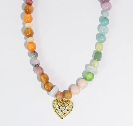 Treasure Jewels Rainbow Gem Heart Necklace