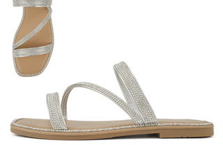 Beanon Silver Metallic Rhinestone Slide