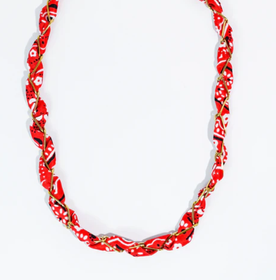 Treasure Jewels Bandana Twist Necklace Red