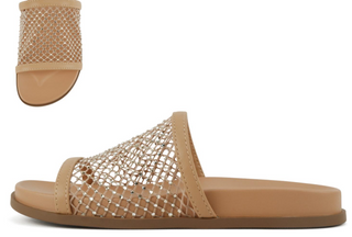 Ensure Tan Mesh Rhinestone Slide