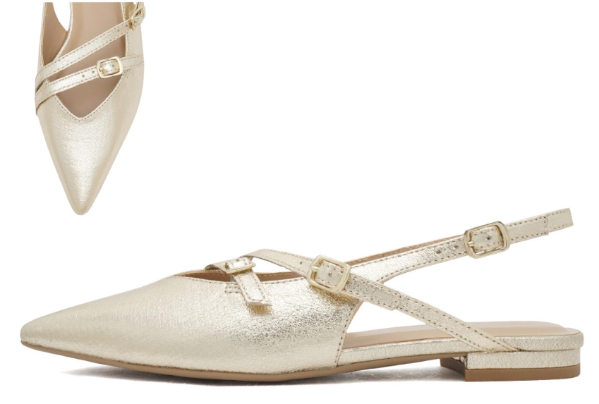 Control Gold Slingback Flat